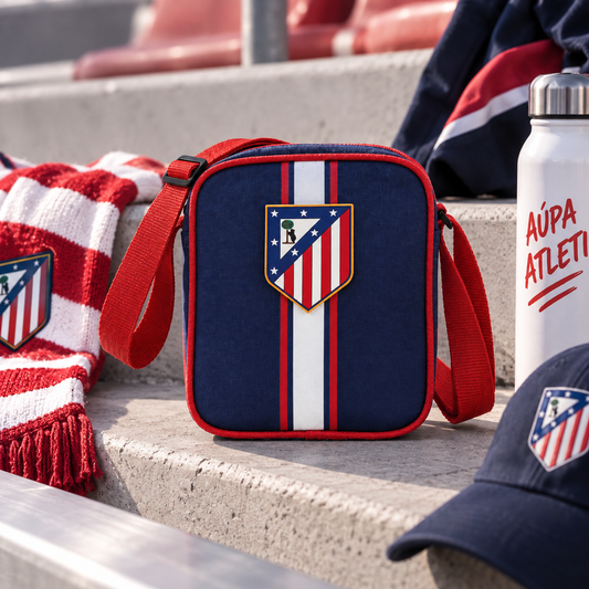 Bolso bandolera atlético de madrid. En uso