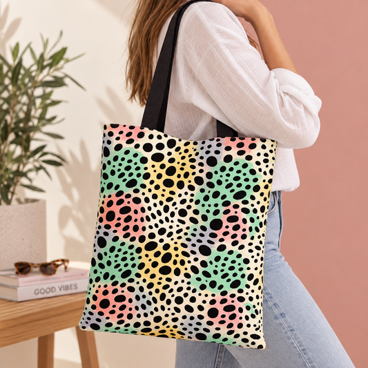 Bolsa tote bag con cremallera pintitas y colores