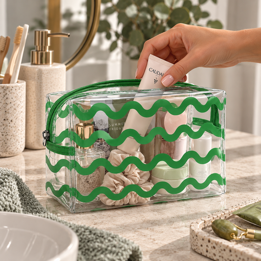Neceser transparente Rayas verdes