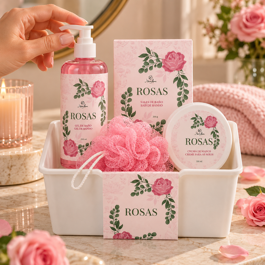 Set de baño rosas
