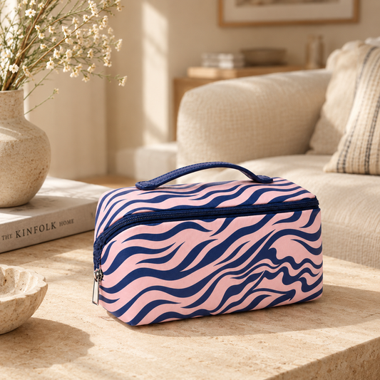 Neceser Cebra Rosa y Azul Marino con Asa