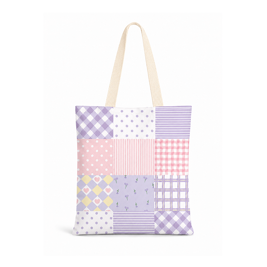 Bolsa Tote Bag Patchwork Rosa y Lila
