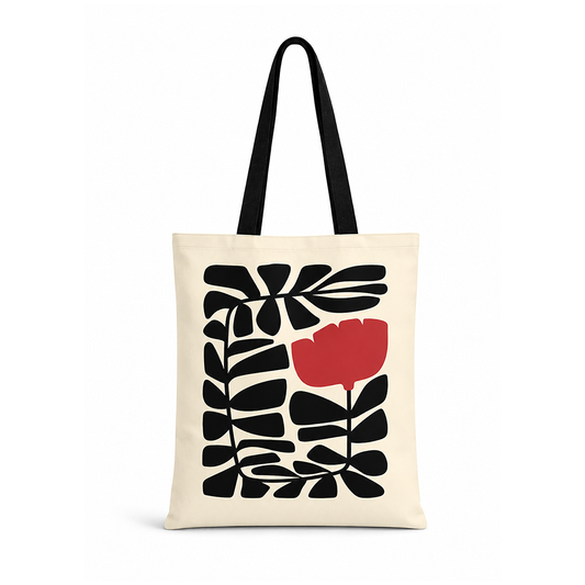 Bolsa tote bag hojas y flor