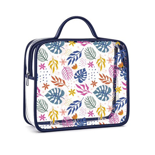 Bolso neceser transparente hojas