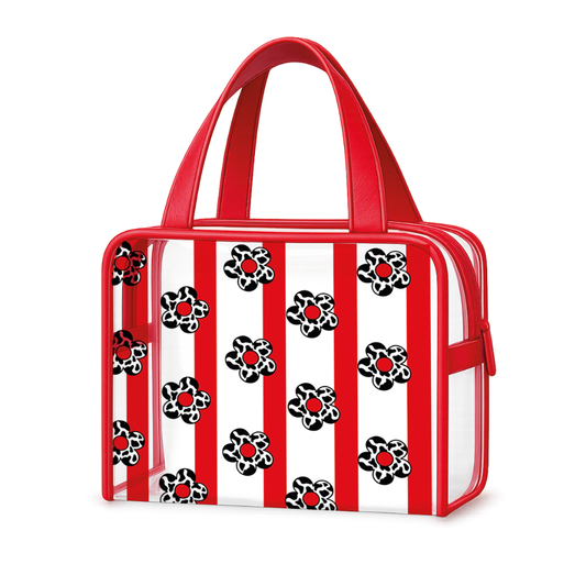 Bolso transparente flores y rayas
