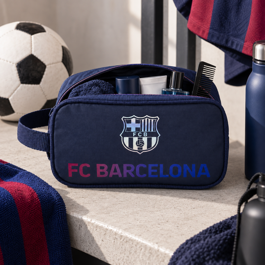 Neceser de FC Barcelona, con cremallera y asa. Imagen en uso