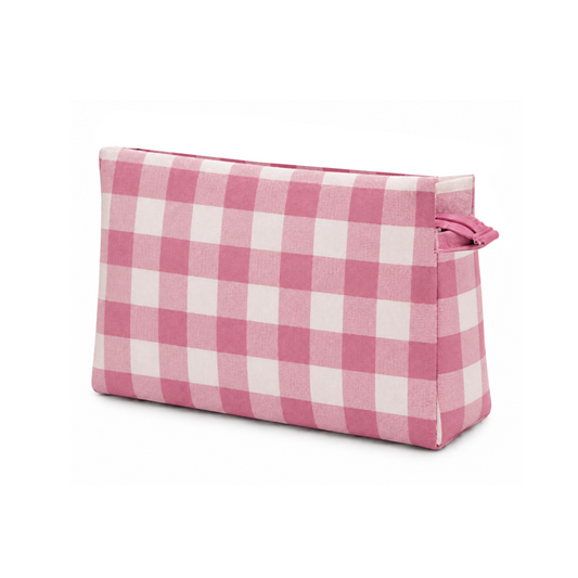Neceser de gran tamaño vichy cremallera rosa