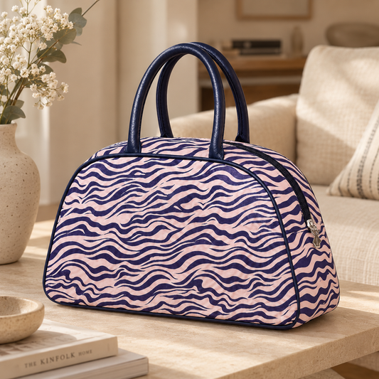 Bolso de Viaje Cebra Rosa y Azul Marino | Bolsa de Viaje Amplia