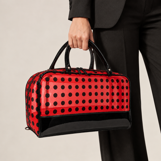 Bolsa Grande Baguette Charol Negro y Lunares Vera | HILA