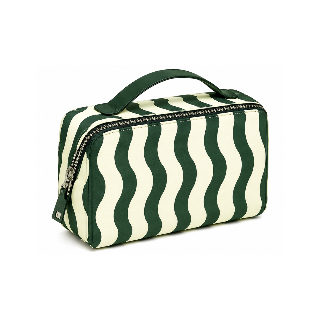 Neceser con Asa Rayas Verde Leonor | HILA