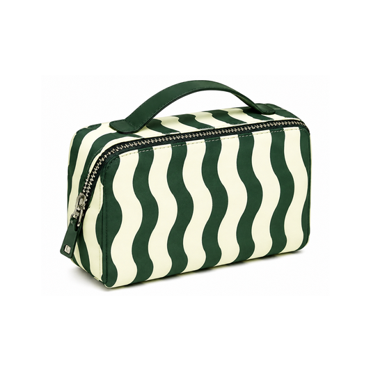 Neceser con Asa Rayas Verde Leonor | HILA